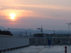 屋上から見る夕日